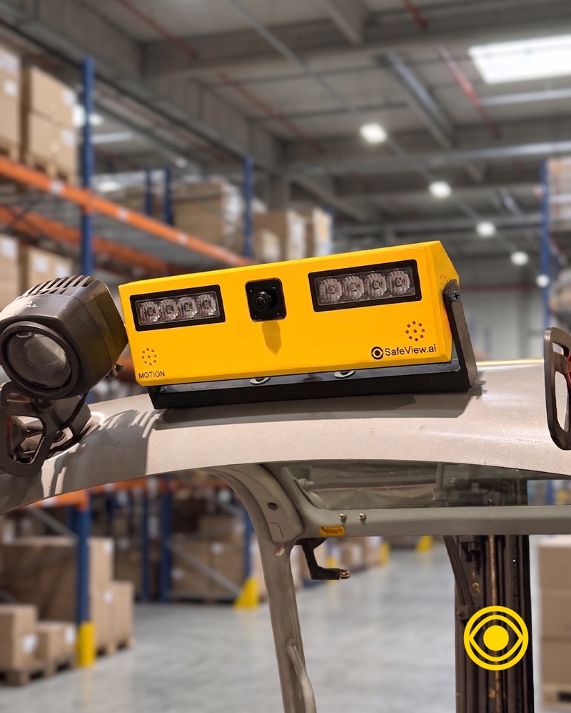 SafeView MOTION mounted on a forklift